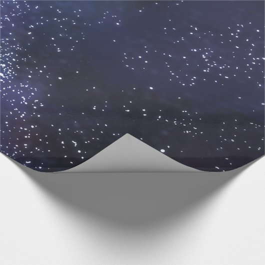 Witte sterren en middernachtblauw cadeaupapier (Hoek)