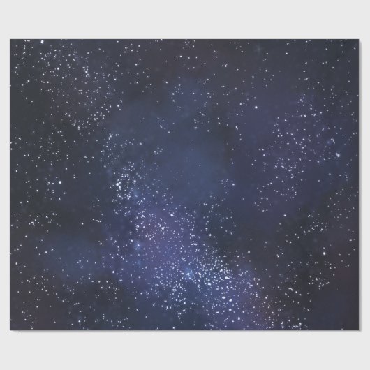 Witte sterren en middernachtblauw cadeaupapier (Vlak)