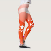 Witte sterren en Oranje Leggings (Rechts)