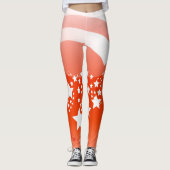 Witte sterren en Oranje Leggings (Voorkant)