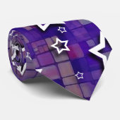 Witte sterren en Paarse tegels: Necktie Stropdas (Opgerold)