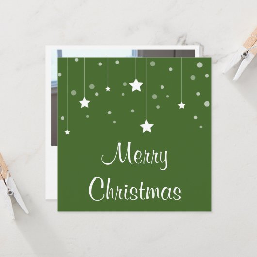 Witte Sterren Foto Kerst Kaart (Voorkant / Achterkant in situ)