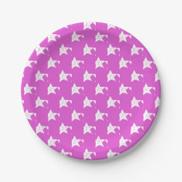Witte sterren Fuschia Paars Papieren Bordje