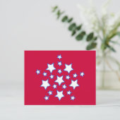Witte sterren in blauw op rood patriottisch briefkaart (Staand voorkant)