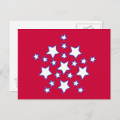 Witte sterren in blauw op rood patriottisch briefkaart (Voorkant / Achterkant)
