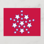 Witte sterren in blauw op rood patriottisch briefkaart (Voorkant)