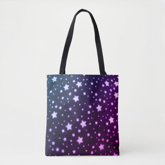 Witte Sterren in Blauwe achtergrond Designer Canva Tote Bag (Voorkant)