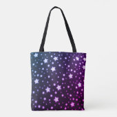 Witte Sterren in Blauwe achtergrond Designer Canva Tote Bag (Achterkant)