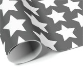 Witte sterren - Koolsteengrijs Cadeaupapier (Rol Hoek)
