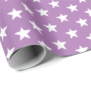 Witte sterren, lavender Winter Feestdagen Kerstmis Cadeaupapier