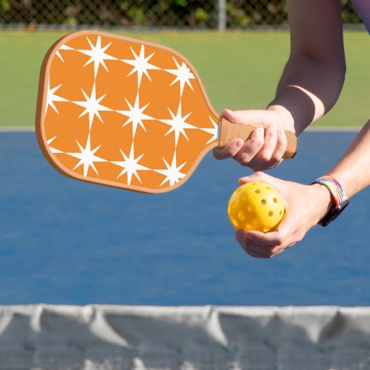 Witte sterren met oranje achtergrond - Personalise Pickleball Paddle (Insitu)