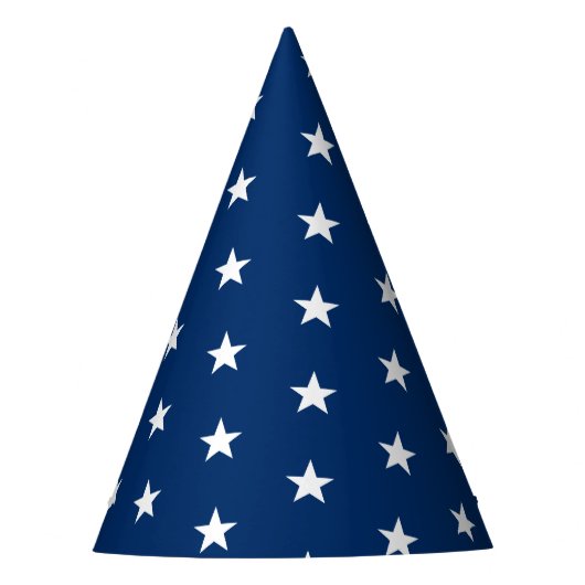witte sterren navy blauw patroon viering feesthoedjes (Voorkant)