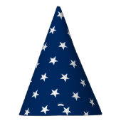 witte sterren navy blauw patroon viering feesthoedjes (Rechts)