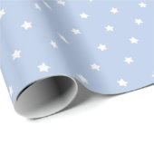 Witte Sterren op Baby Blauw Cadeaupapier (Rol Hoek)