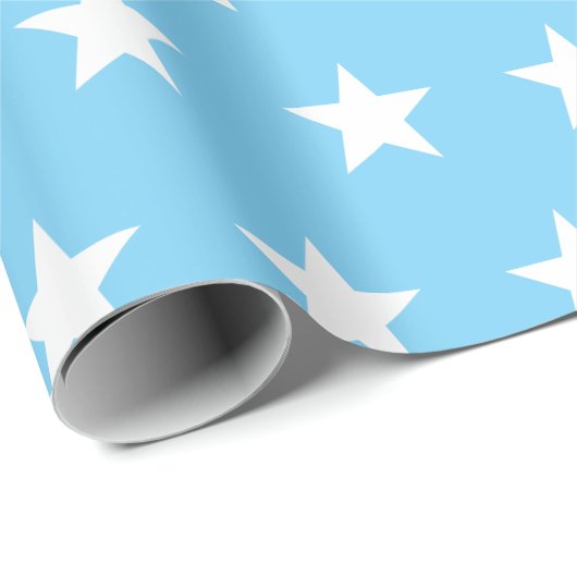 Witte sterren op blauw cadeaupapier (Rol Hoek)