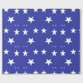 Witte sterren op blauw cadeaupapier (Vlak)