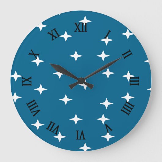 Witte sterren op blauw grote klok (Voorkant)