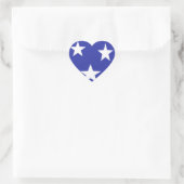 Witte sterren op blauw hart sticker (Tas)