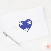 Witte sterren op blauw hart sticker (Envelop)