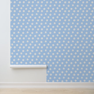 Witte sterren op blauwe babykamerbehang behang