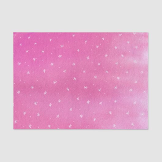 Witte sterren op blended pink tissue papier (Voorkant)