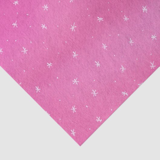 Witte sterren op blended pink tissue papier (Detail)