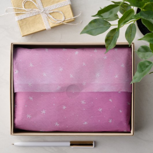 Witte sterren op blended pink tissue papier (Geschenk)