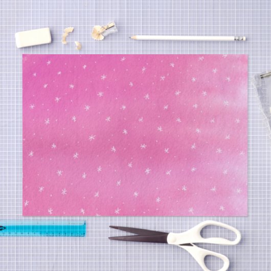 Witte sterren op blended pink tissue papier (Craft)