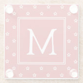 Witte sterren op Bright rood monogram Glazen Onderzetter (Achterkant)