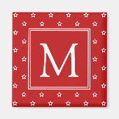 Witte sterren op Bright rood monogram Magneet (Voorkant)