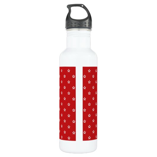 Witte sterren op Bright rood monogram Waterfles (Achterkant)