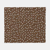 Witte sterren op bruine kerstFeestdagen Fleece Deken (Voorkant (Horizontaal))