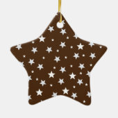 Witte sterren op bruine kerstFeestdagen Keramisch Ornament (Achterkant)