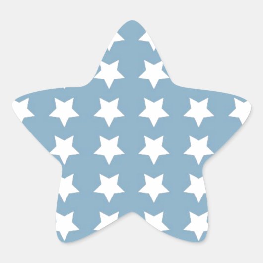 Witte sterren op grijs blauw ster sticker (Voorkant)
