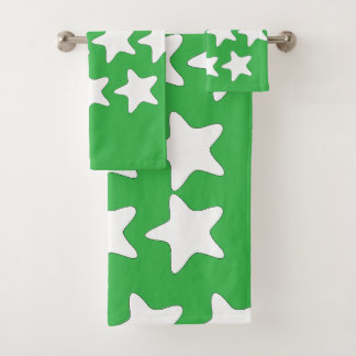 Witte sterren op groen bad handdoek
