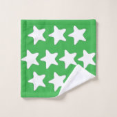 Witte sterren op groen bad handdoek (Wasdoekje)