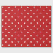 Witte sterren op helder rood cadeaupapier (Vlak)