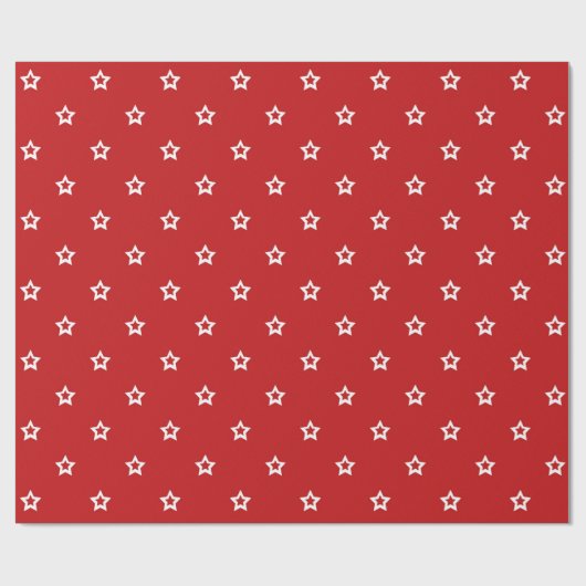 Witte sterren op helder rood cadeaupapier (Vlak)