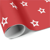 Witte sterren op helder rood cadeaupapier (Rol Hoek)