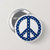 Witte sterren op het blauwe vredessymbool ronde button 5,7 cm (Voorkant /achterkant)
