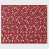 Witte sterren op Kerstmis in het rood Cadeaupapier (Vlak)