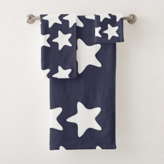 Witte sterren op marineblauw bad handdoek