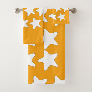 Witte sterren op oranje bad handdoek