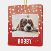 Witte sterren op Red Pet Fotonaam Kerstmis Keramisch Ornament (Links)