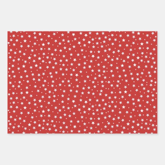 Witte sterren op rode kerstFeestdagen Inpakpapier Vel (Voorkant)