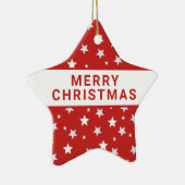 Witte sterren op rode kerstFeestdagen Keramisch Ornament (Rechts)