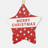 Witte sterren op rode kerstFeestdagen Keramisch Ornament (Links)