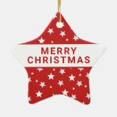 Witte sterren op rode kerstFeestdagen Keramisch Ornament (Achterkant)