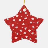 Witte sterren op rode kerstFeestdagen Keramisch Ornament (Achterkant)