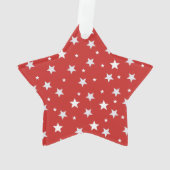 Witte sterren op rode kerstFeestdagen Ornament (achterkant)